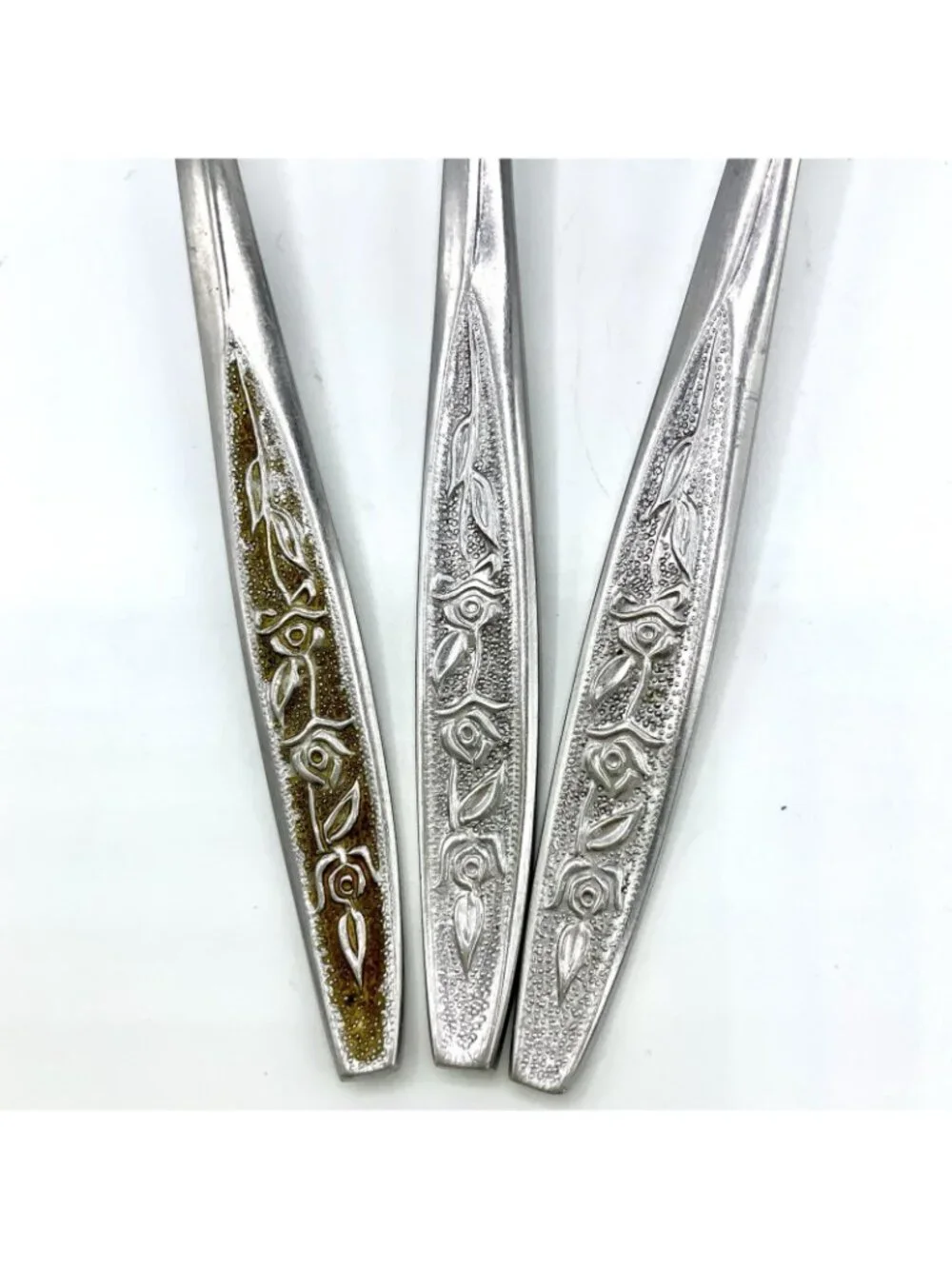 Vtg EKCO Eterna Rose Cotillion Stainless Flatware Lot of 11 Dinner Forks Spoon